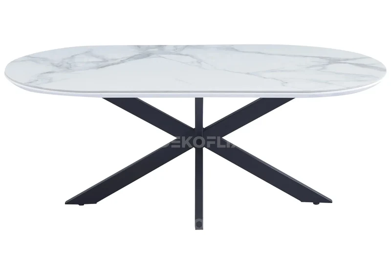 Table basse dorée céramique marbre blanc - Ruis