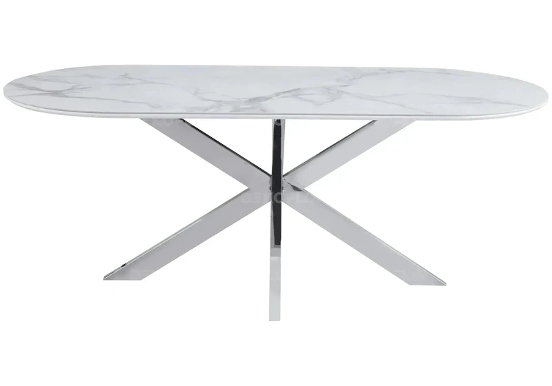 Table à manger noire céramique marbre blanc - Ruis