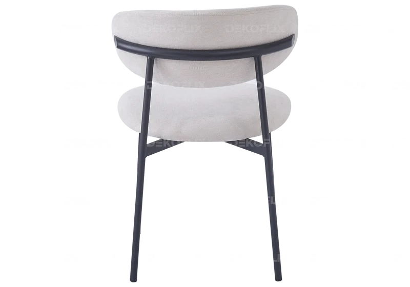 Chaise de table velours gris pieds noir - Asna x4