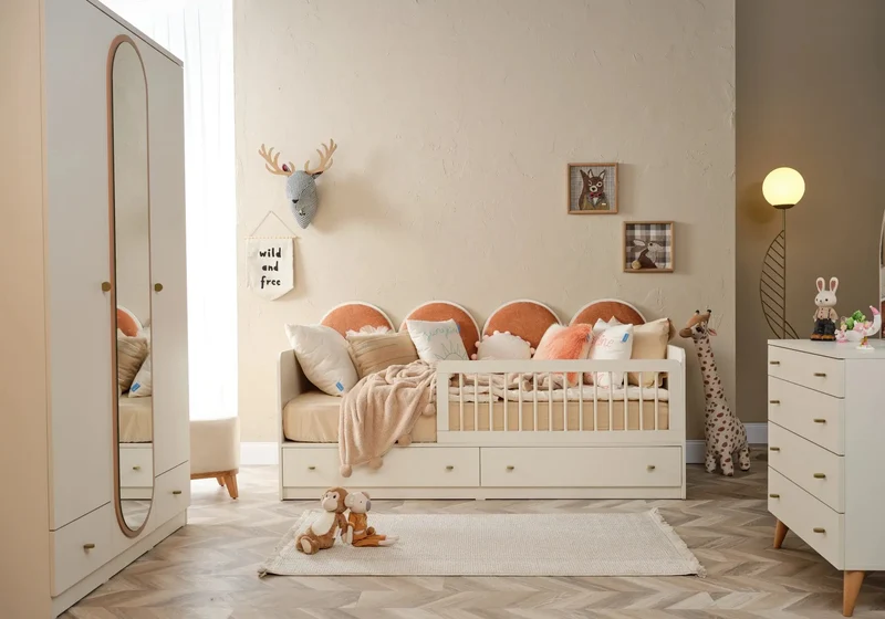 Ensemble chambre bébé Montessori orange LORENA