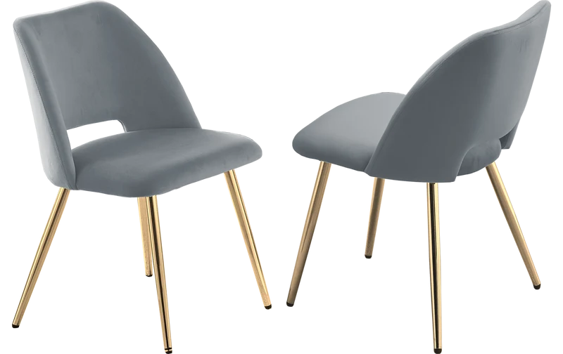 Ensemble table marbre beige et chaises dorés – Kara