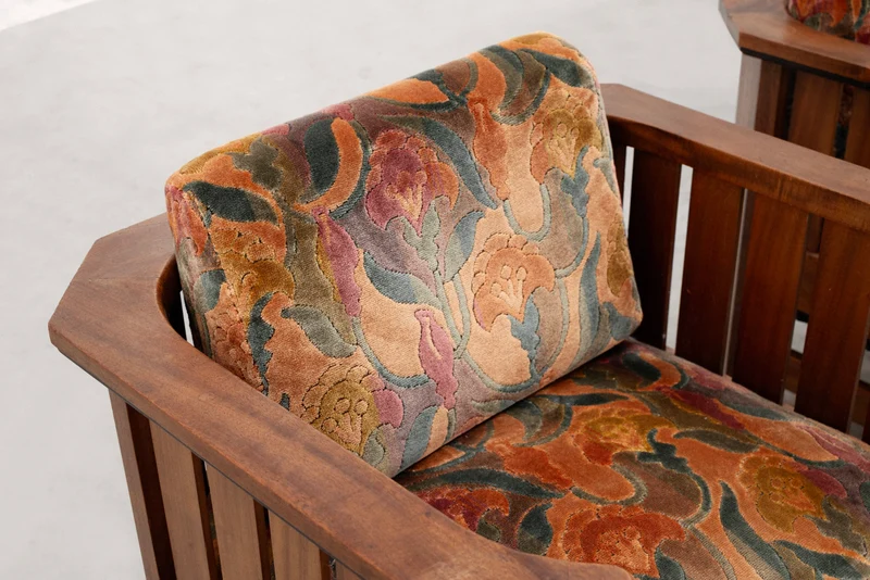 Pair of Amsterdam School Walnut Armchairs, Netherlands, c. 1930