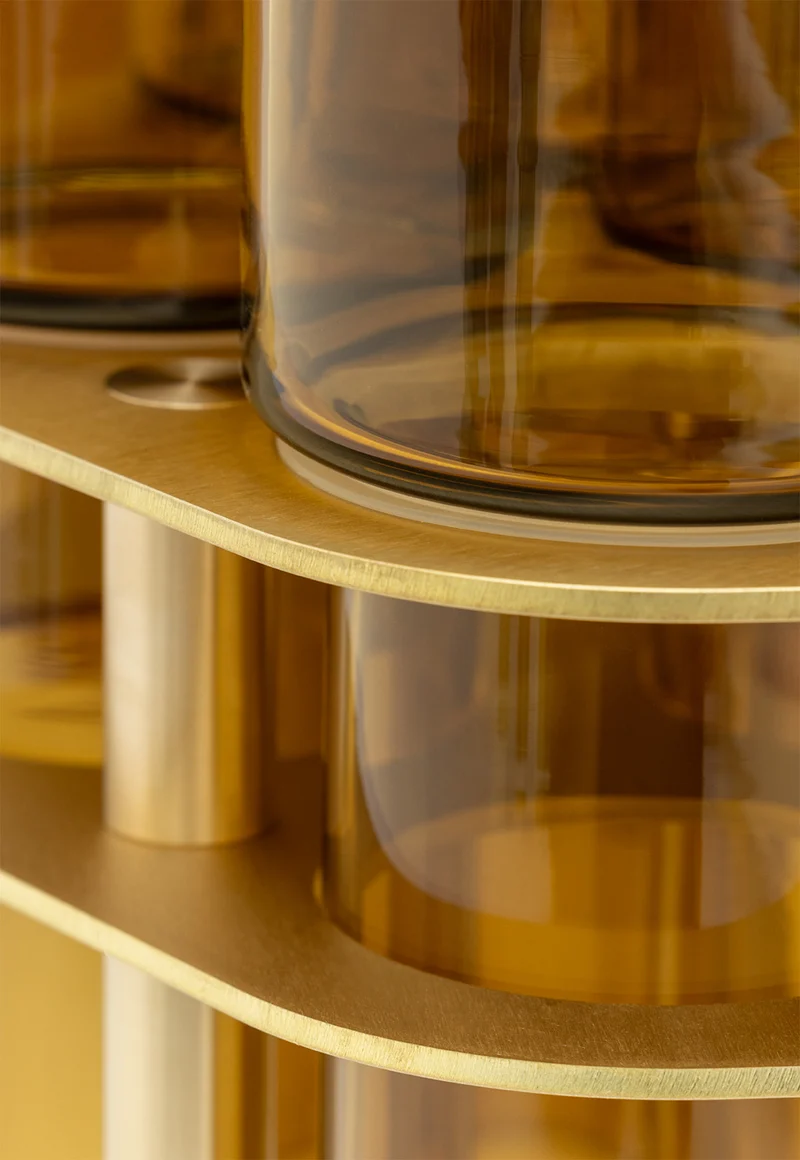 Field 7 Side Table - Olivin Glass , Brushed Brass