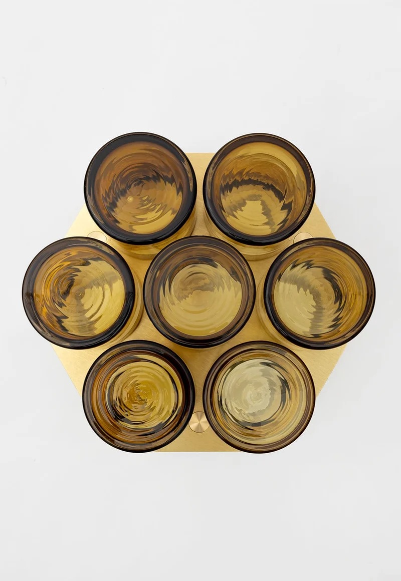 Field 7 Side Table - Olivin Glass , Brushed Brass
