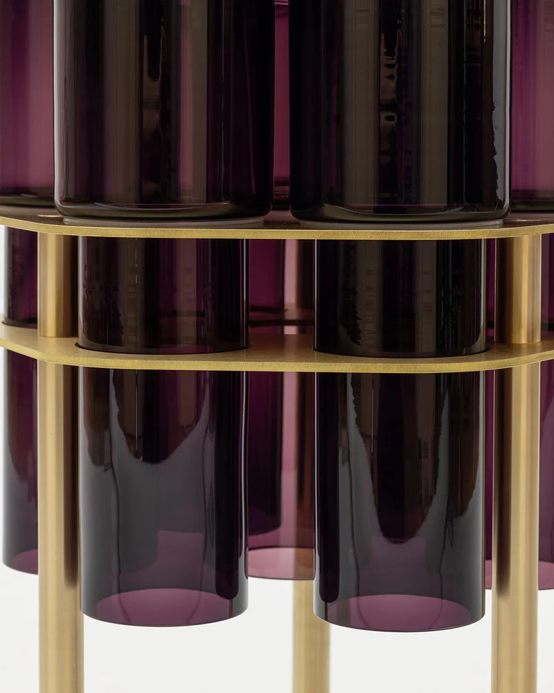 Field 7 Side Table - Olivin Glass , Brushed Brass