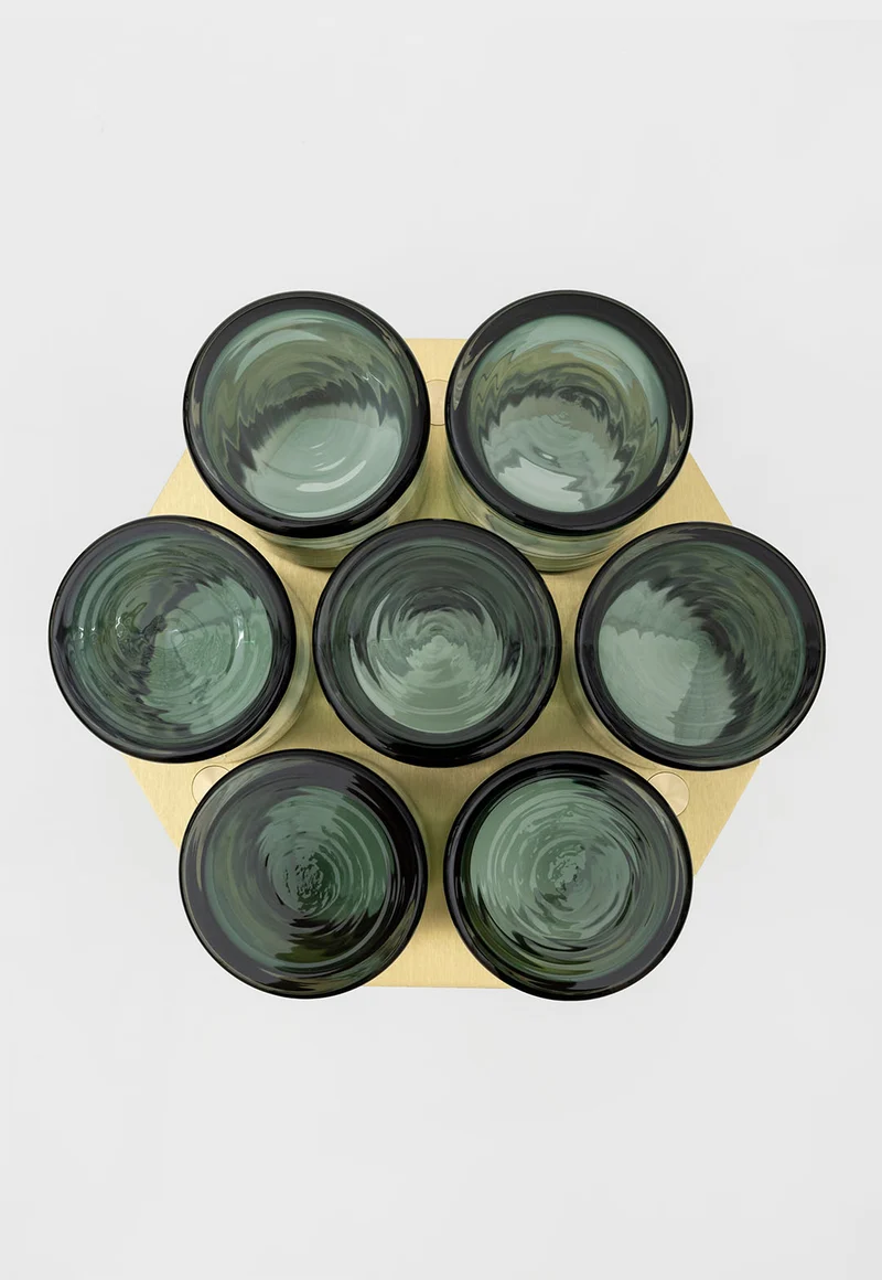 Field 7 Side Table - Olivin Glass , Brushed Brass