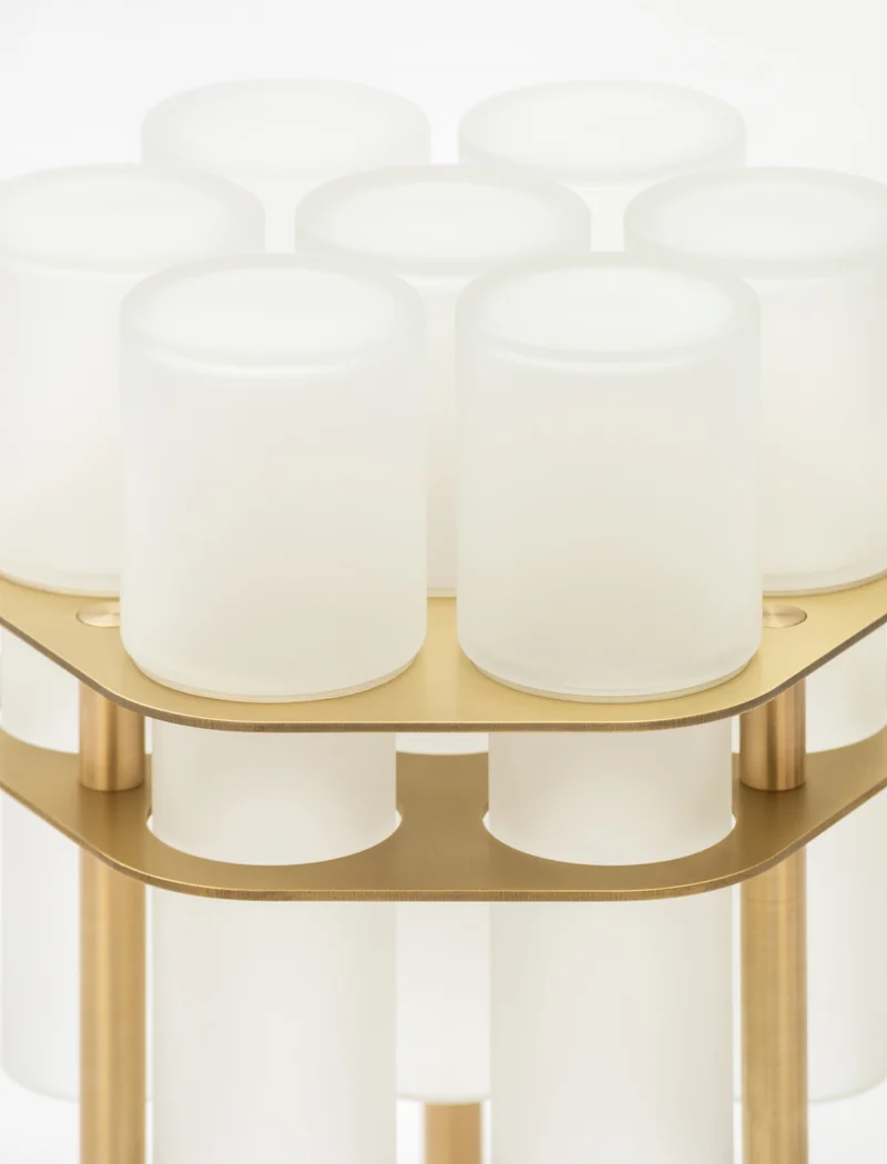 Field 7 Side Table - Olivin Glass , Brushed Brass
