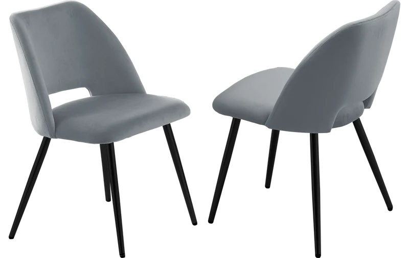 Ensemble table marbre beige et chaises noirs – Kara