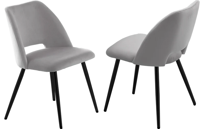 Ensemble table marbre beige et chaises noirs – Kara
