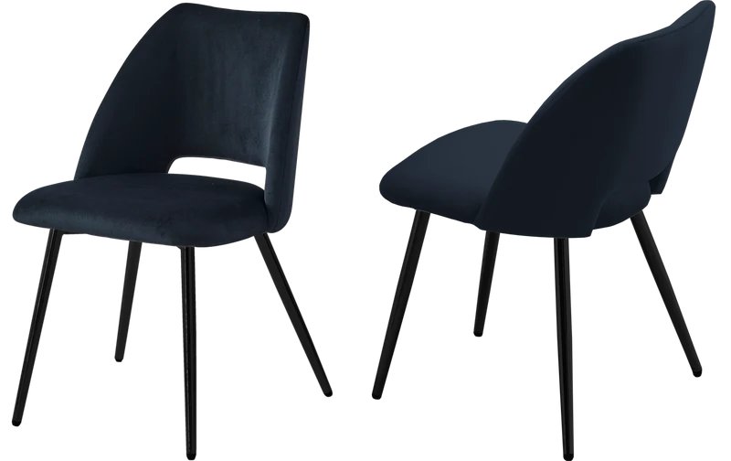Ensemble table marbre beige et chaises noirs – Kara