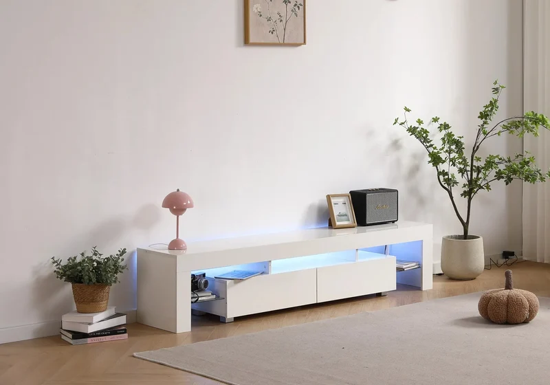 Meuble banc TV blanc led - Sala