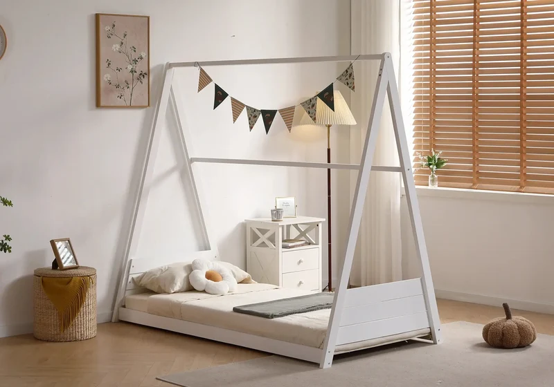 Lit cabane enfant bois gris - Joye