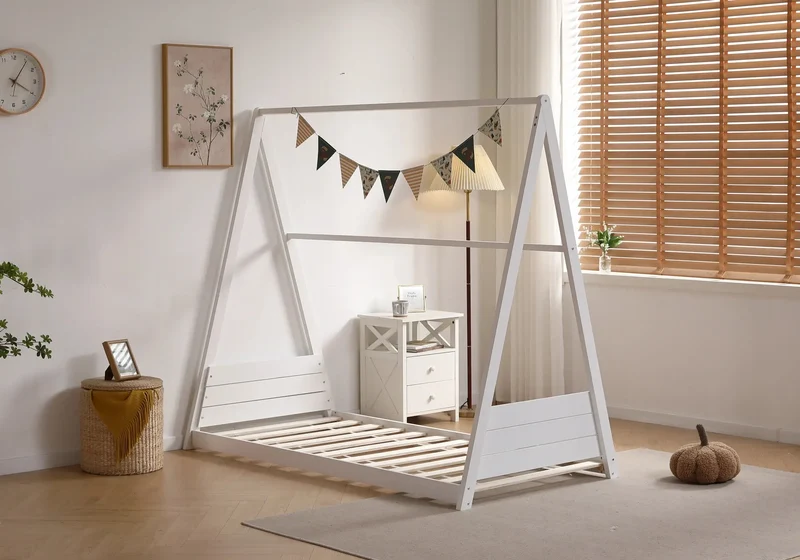 Lit cabane enfant bois blanc - Joye