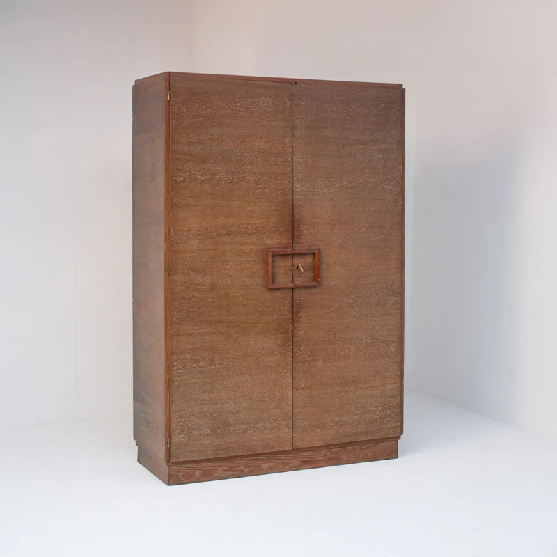 Claude Vassal Vintage Wardrobe Cabinet in Solid Oak