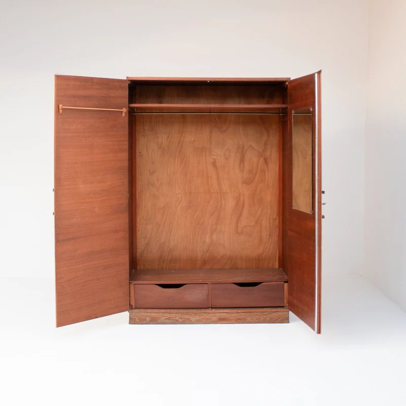 Claude Vassal Vintage Wardrobe Cabinet in Solid Oak