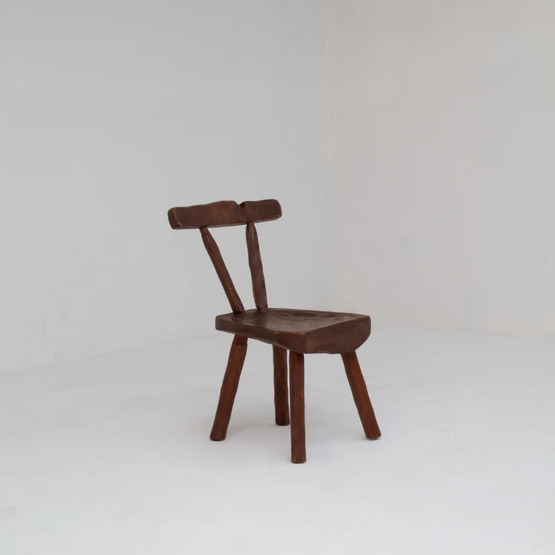 Pair of Vintage Brutalist Oak Chairs