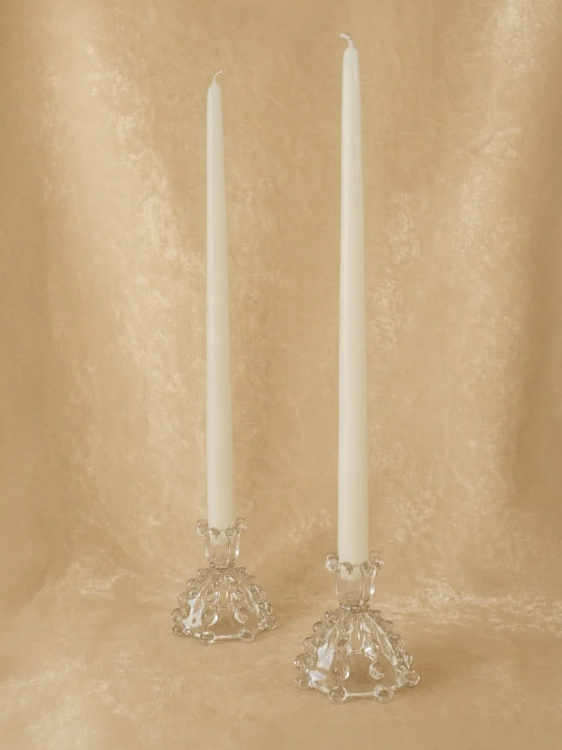 Set of 2 Candle Holders in Glass