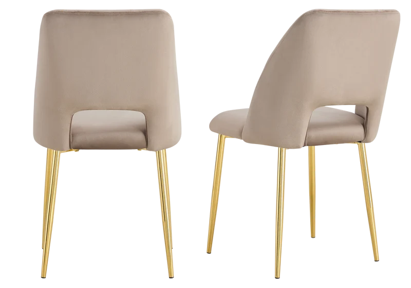 Chaise en velours taupe avec dossier ouvert - Leoni x4