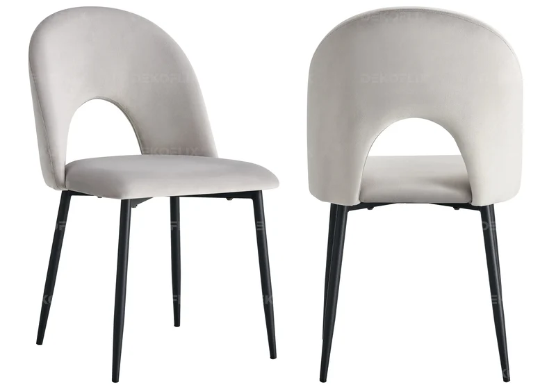 Table noire marbre blanc et chaises grises - Clara