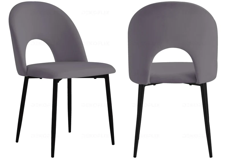 Table marbre noir et chaises anthracites - Clara