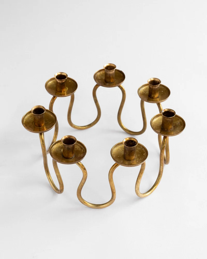 Scandinavian Modern Brass Candlebra by Lars Holmström, 1950s, Sweden
