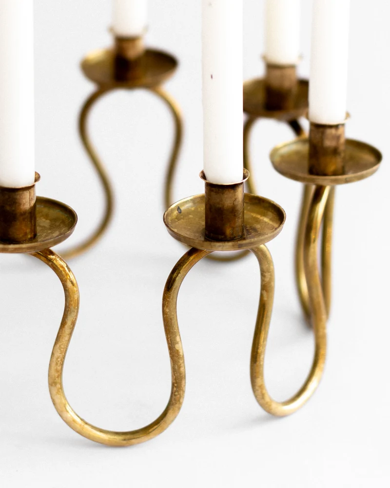 Scandinavian Modern Brass Candlebra by Lars Holmström, 1950s, Sweden