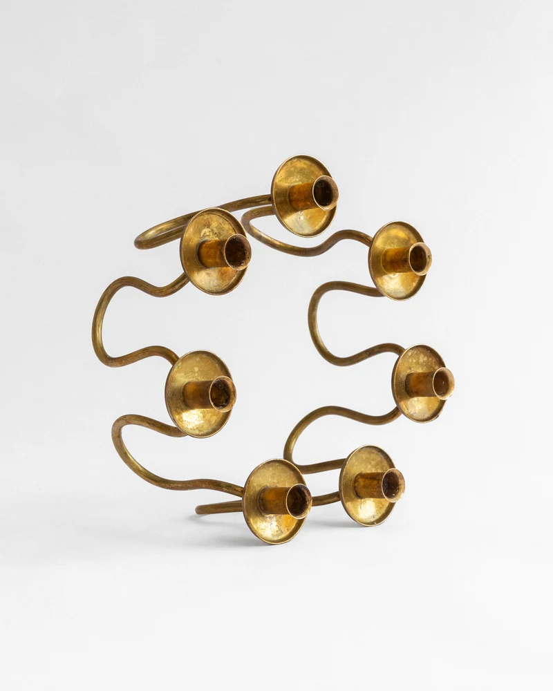 Scandinavian Modern Brass Candlebra by Lars Holmström, 1950s, Sweden