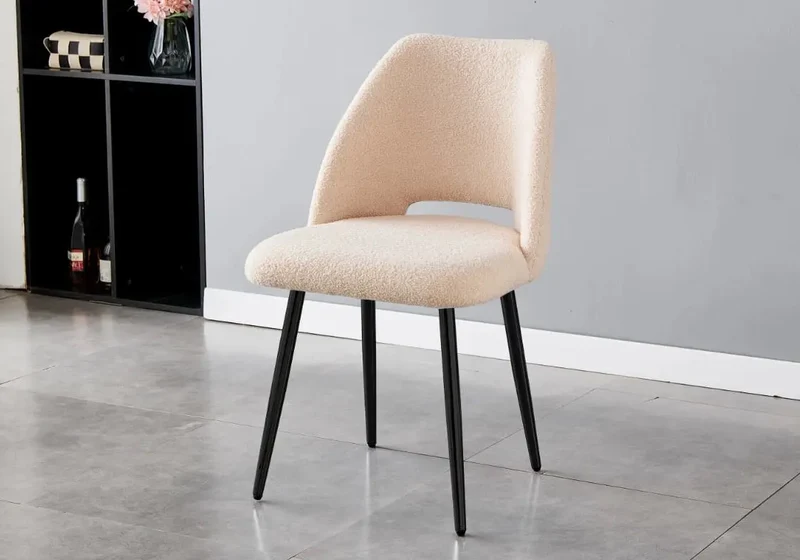 Ensemble table chaise noire marbre beige - Lyly