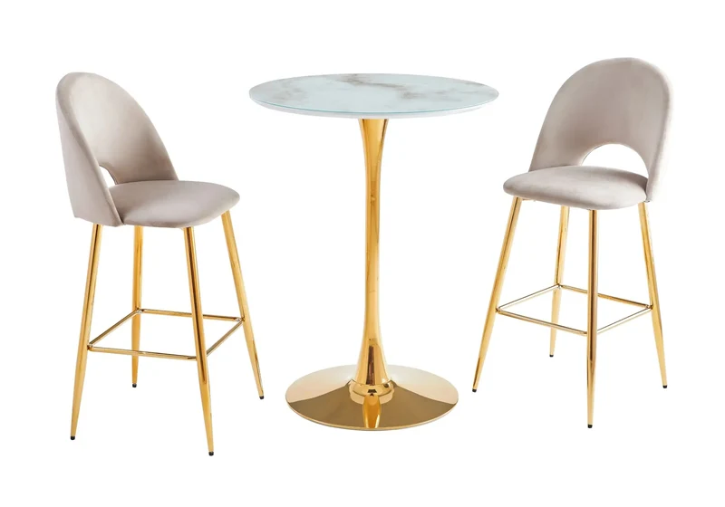 Ensemble table chaise bar noire marbre noir - Viola