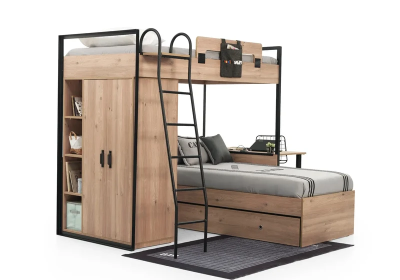 Chambre jeune modulaire et moderne chêne SMART
