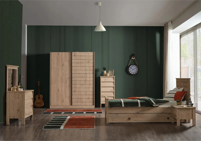 Ensemble de chambre jeune moderne taupe PETRA