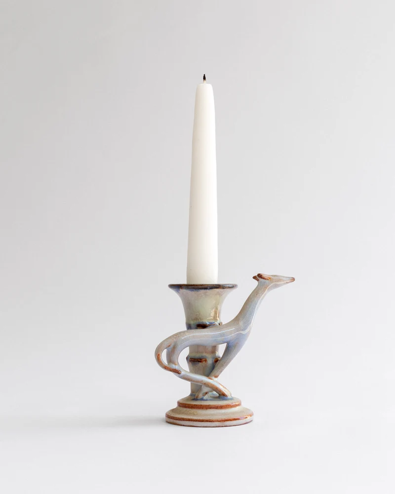 Sculptural Art Deco Ceramic Candle Holder, 1920s–30s