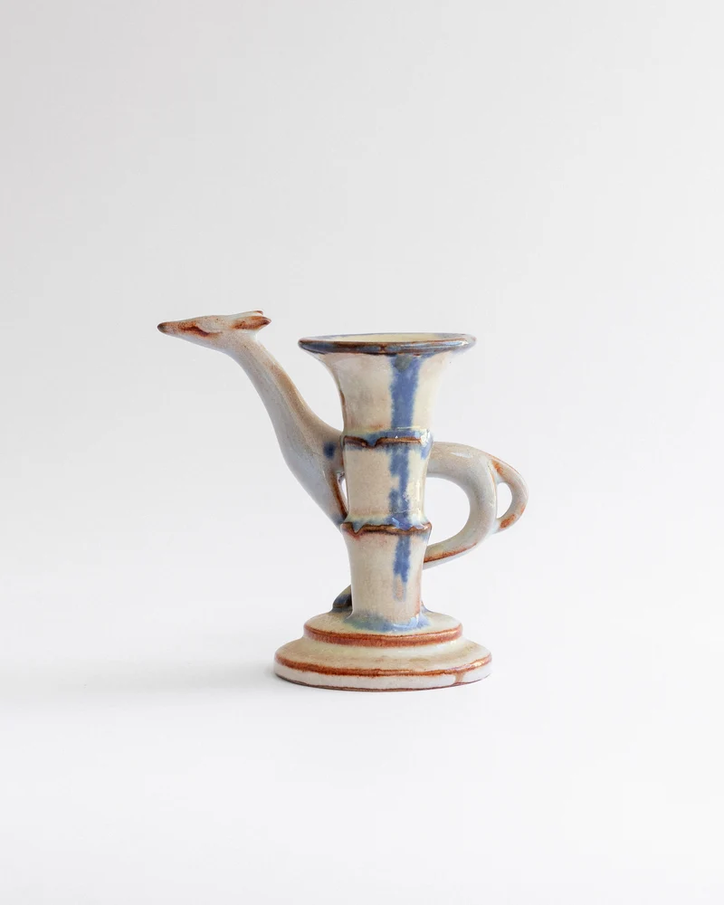 Sculptural Art Deco Ceramic Candle Holder, 1920s–30s