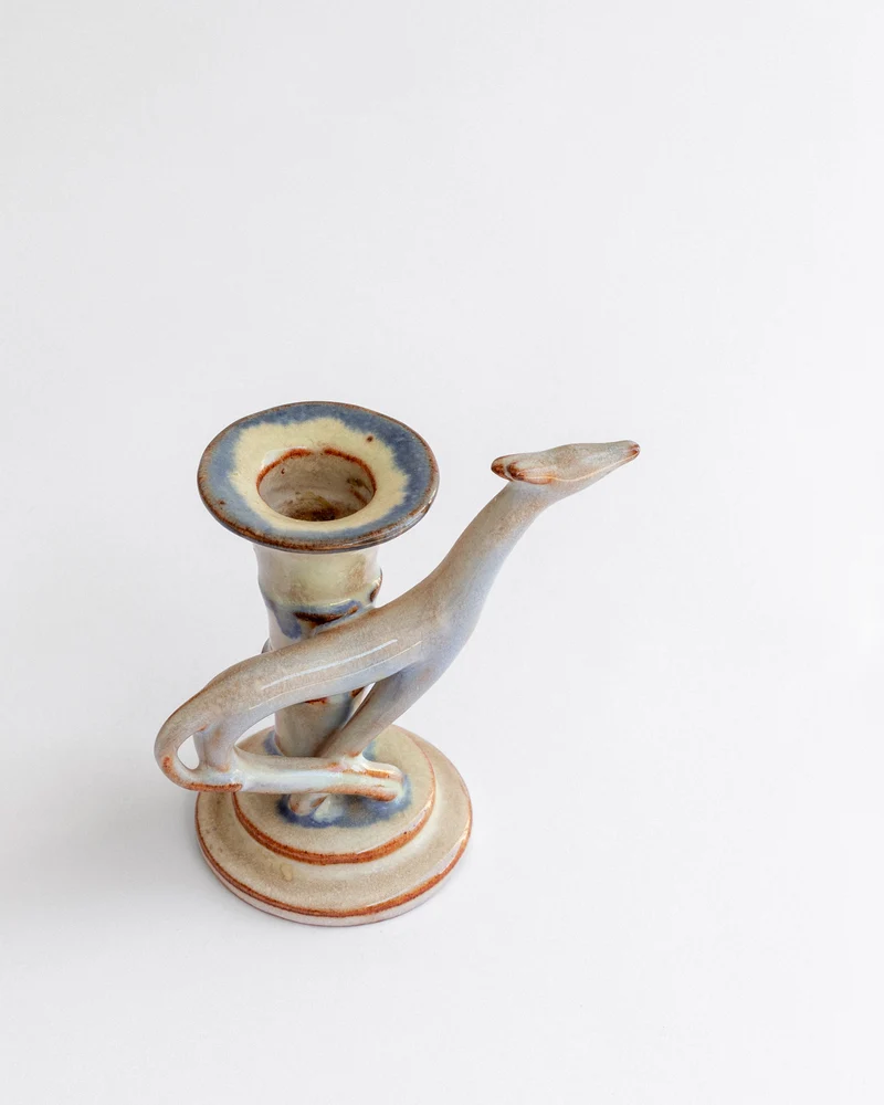 Sculptural Art Deco Ceramic Candle Holder, 1920s–30s