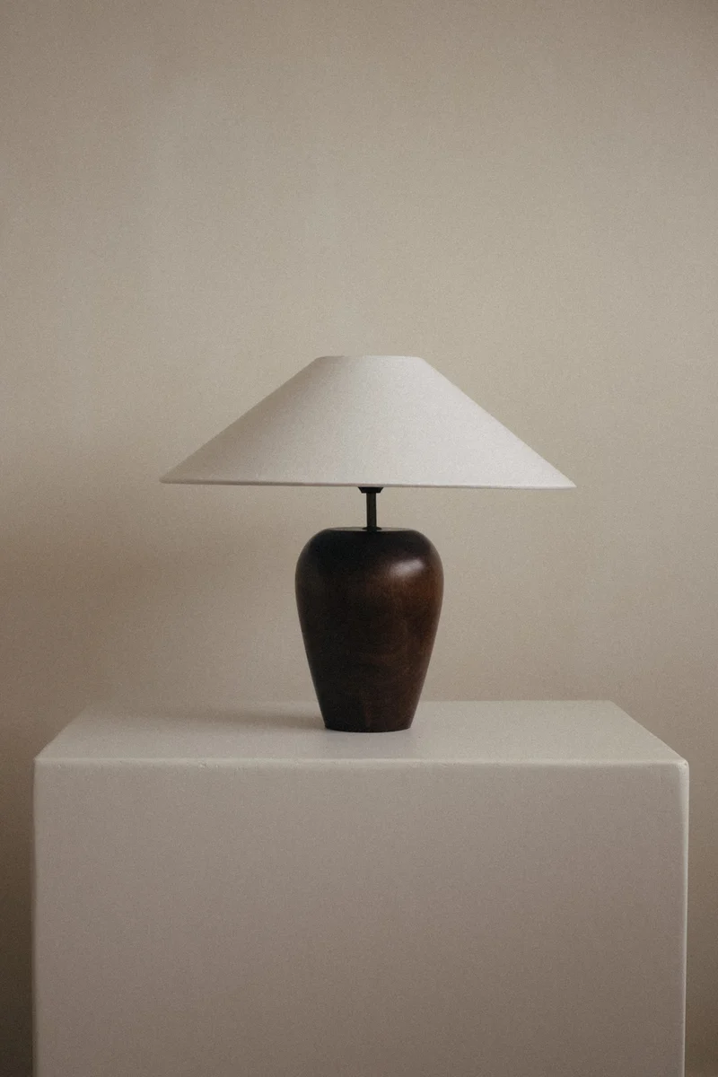 Vintage Mid-Century Modern Wooden Table Lamp
