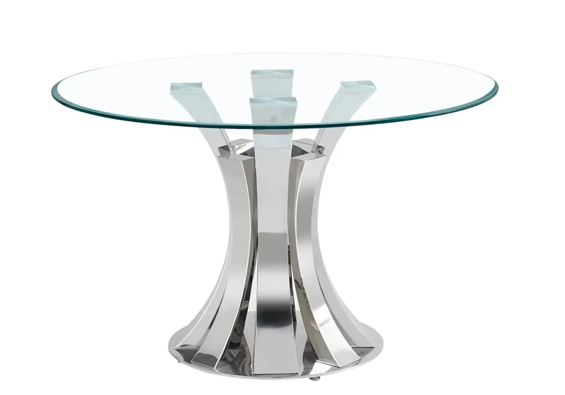 Table à manger chrome céramique marbre blanc - Sidy