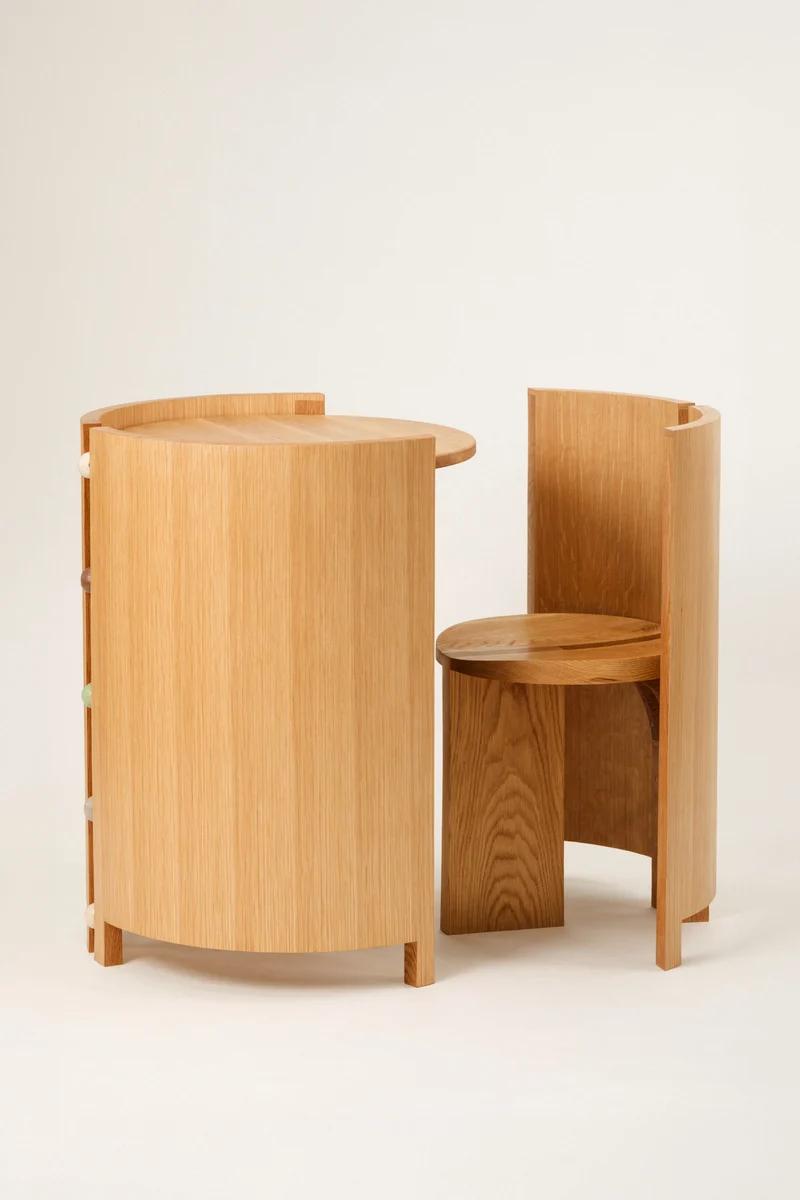 Desk and Chair Duo — White Oak & Ceramic