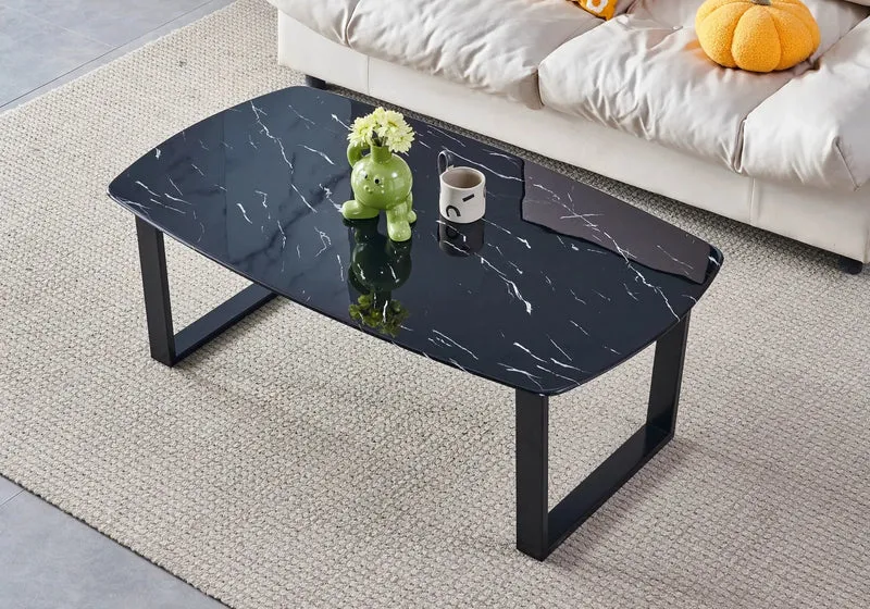 Table basse noire marbre beige - Lyly