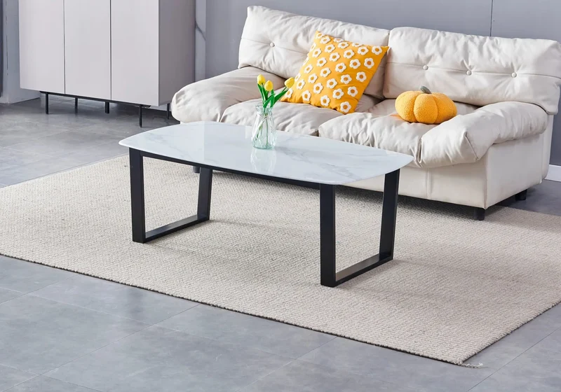 Table basse noire marbre beige - Lyly