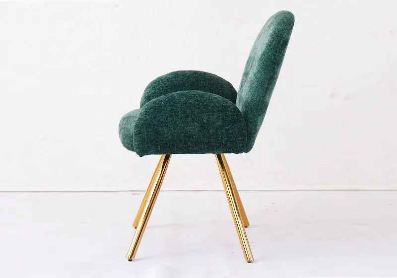 Fauteuil de table velours vert pieds dorés - Mimi x2
