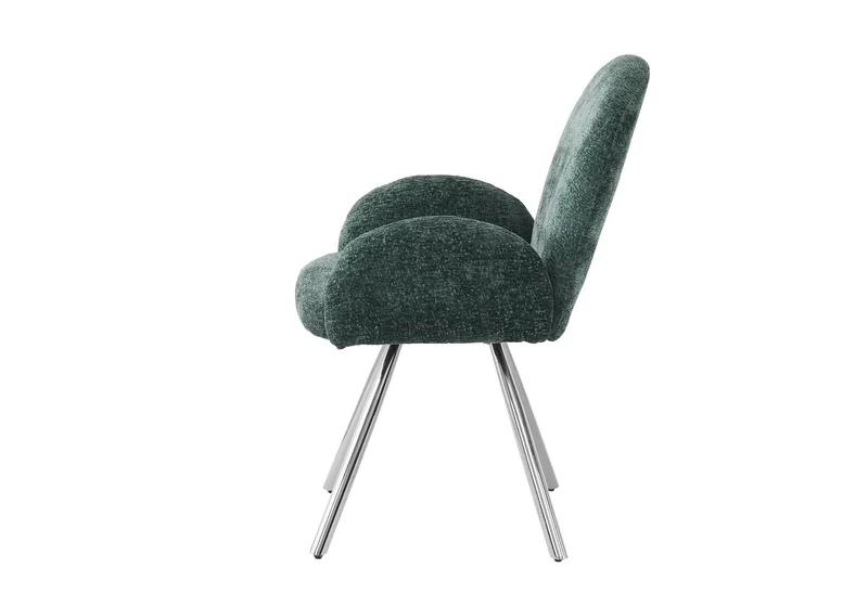 Fauteuil de table velours vert pieds argentés - Mimi x2