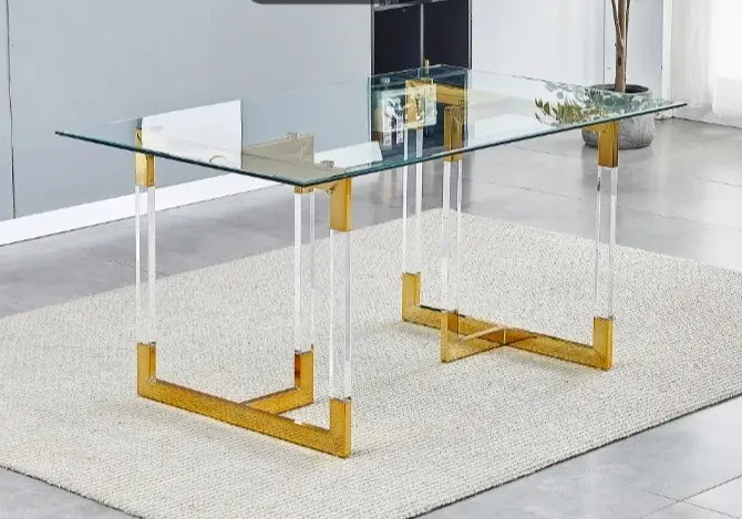 Table à manger dorée transparent - Asta