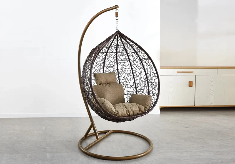 Fauteuil suspendu doré blanc - Naba