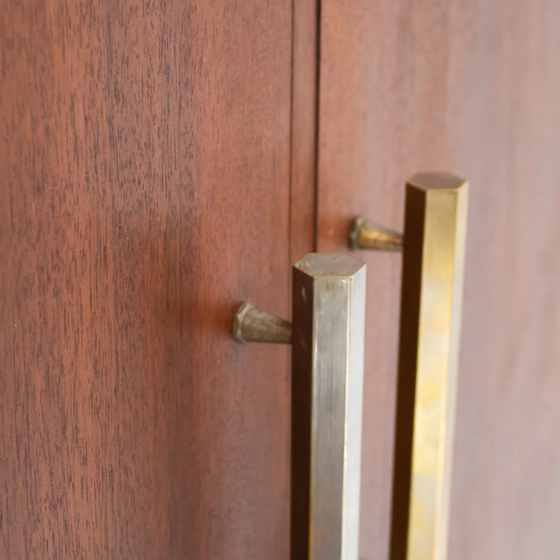 Mid-Century Walnut Wardrobe with Brass Handles