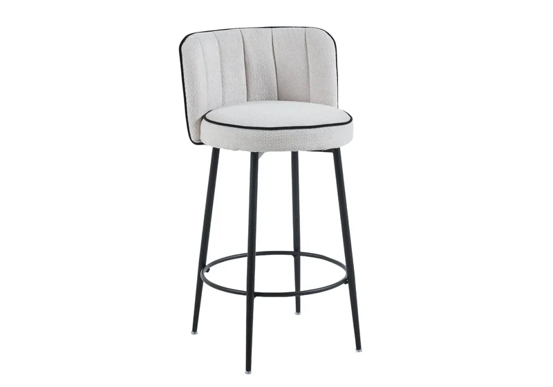 Chaises hautes de bar tissu écru - Mody x2
