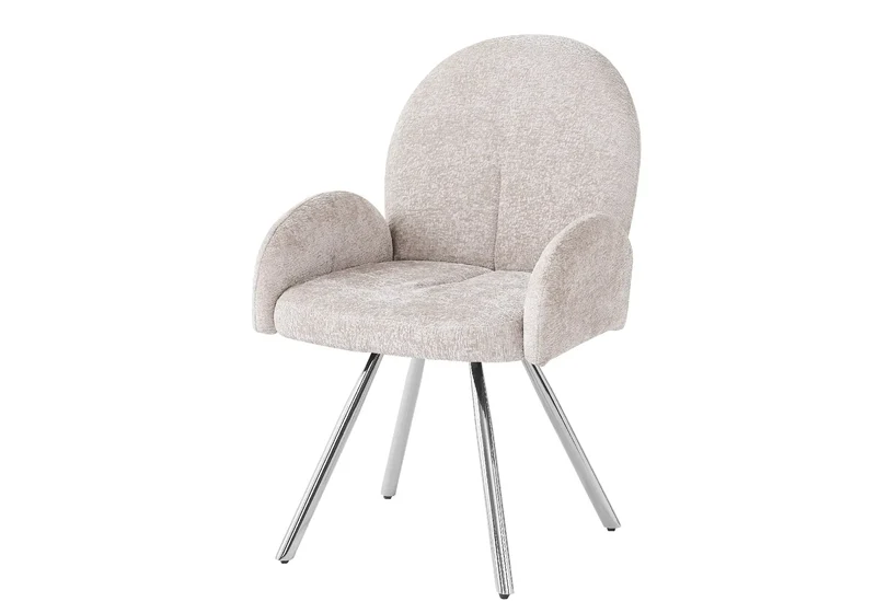 Fauteuil de table velours moka pieds argentés - Mimi x2
