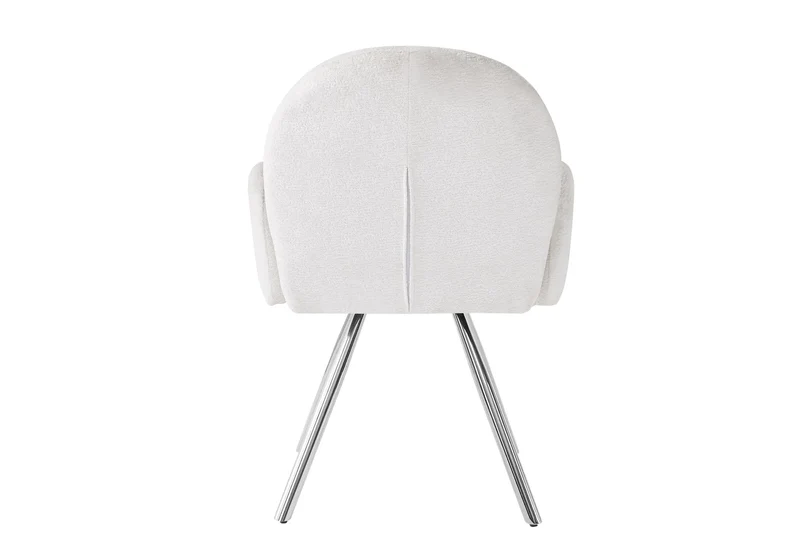 Fauteuil de table velours écru pieds argentés - Mimi x2