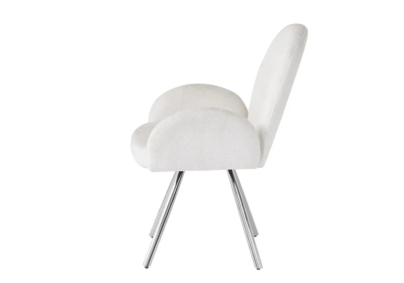 Fauteuil de table velours écru pieds argentés - Mimi x2