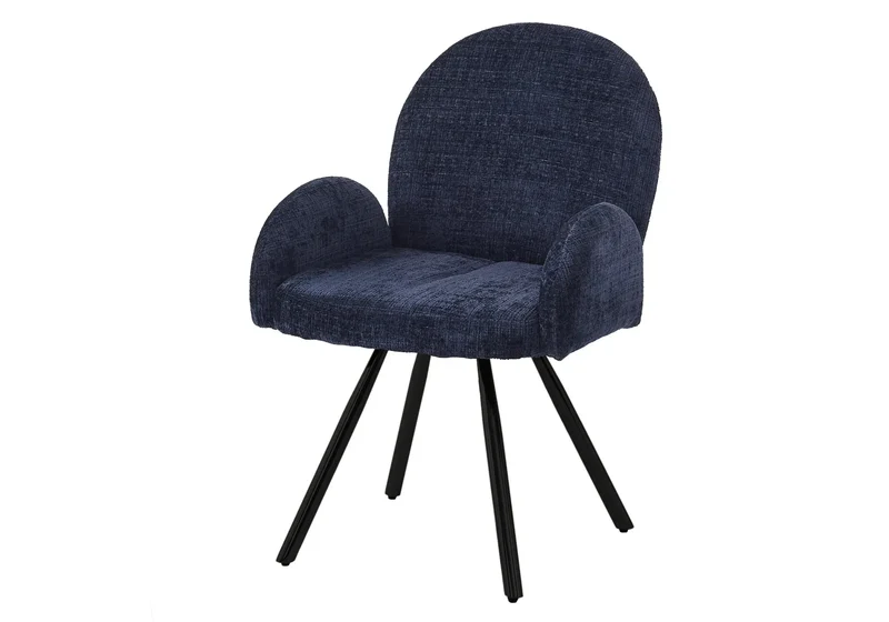 Fauteuil de table velours bleu pieds noirs - Mimi x2