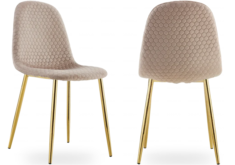 Chaises scandinaves en velours alvéolé taupe - Alma x6